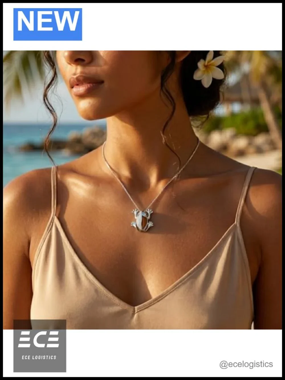 925 Sterling Silver Hawaiian Frog Pendant Necklace with Koa Wood or Blue Opal